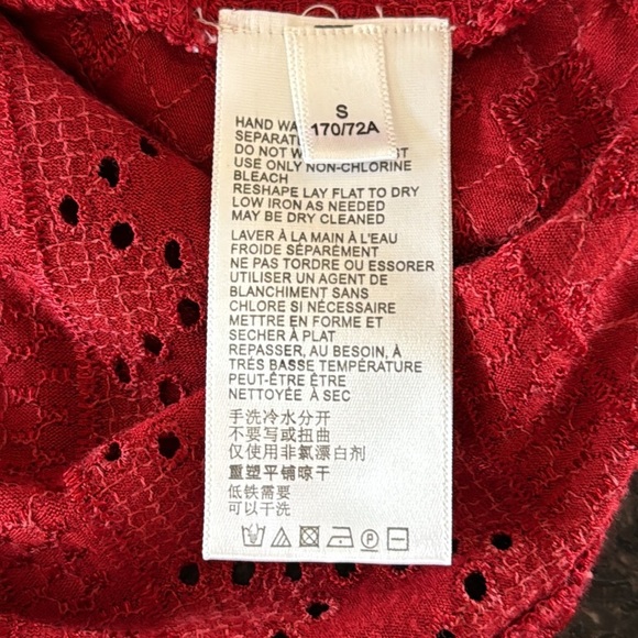 NWT Anthropologie Red Angled Tiered Eyelet Knit Pull On Skirt - Picture 11 of 11